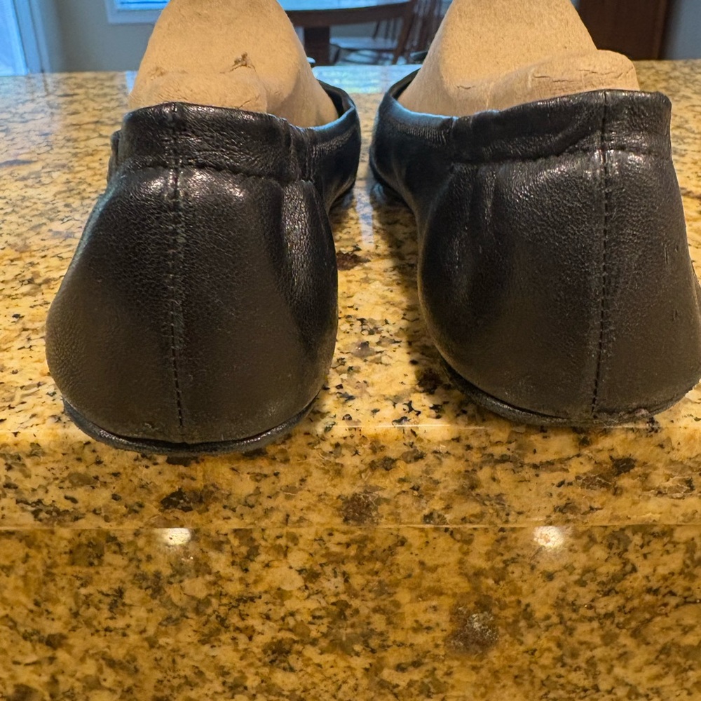 Tory Burch Black Leather Minnie Travel Ballet Flats Size 7 - Picture 4 of 7